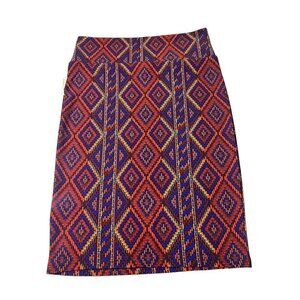LuLaRoe Cassie Women's Burgundy & Royal Blue Skirt